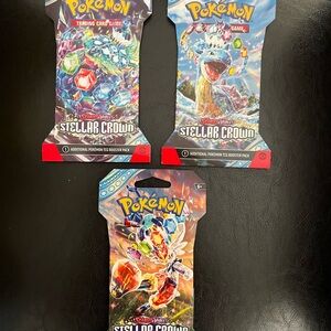 3 brand new packs sealed! Pokémon Stellar Crown Booster Packs
